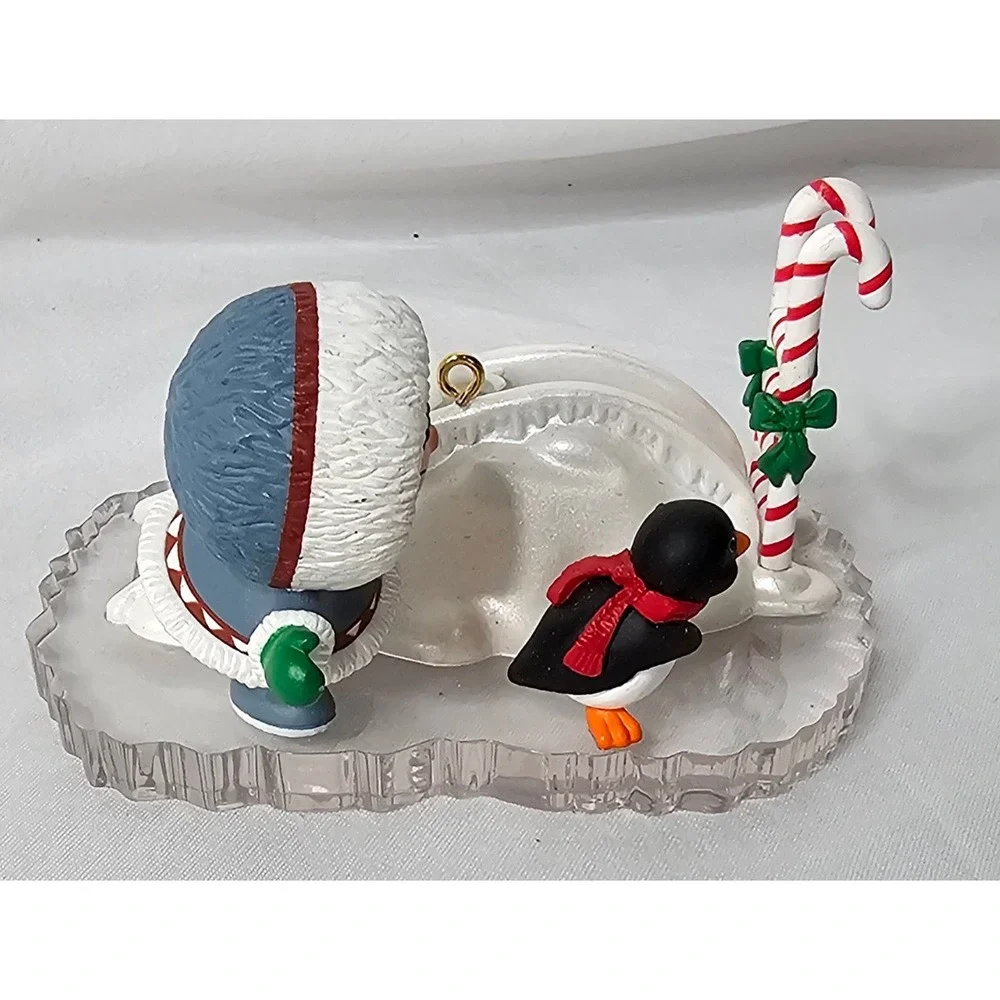 Hallmark Frosty Friends Ornament OS Multi Eskimo Penguin Slide Candy Cane 1990s